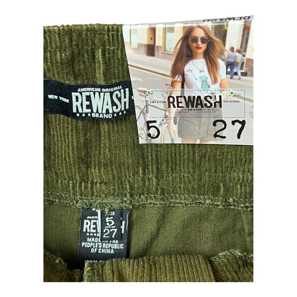 Rewash NWT Corduroy Mini Skirt Juniors 5/27 Green Tie Waist A Line Retro - Picture 4 of 5
